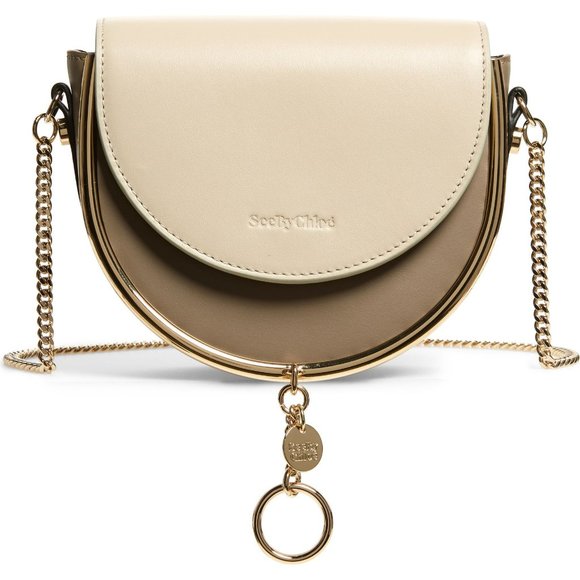 See By Chloe Mara Evening Motty grey Smooth Leather Saddle Bag - Picture 1 of 8